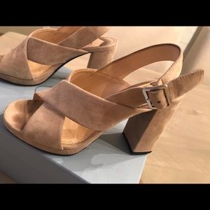 Prada Calzature Donna Suede Block Heel Size 36